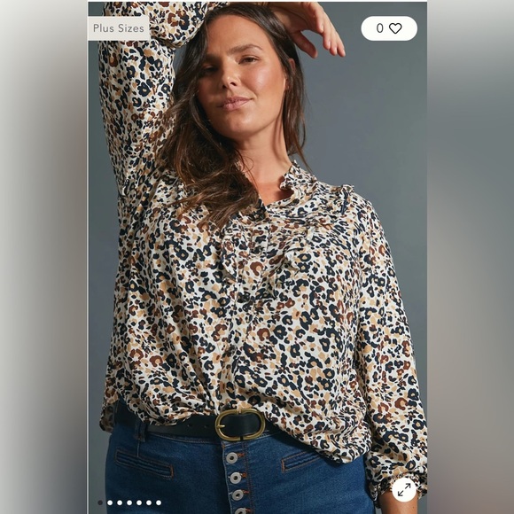 Maeve Anthropologie Katia Ruffled Button Up Blouse Top Size 0 (XS) Leopard Print - Picture 11 of 11